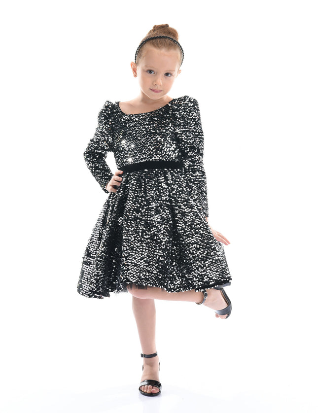Black Merribrook Sequin Bow Dress