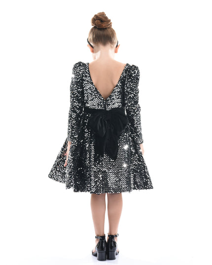 Black Merribrook Sequin Bow Dress