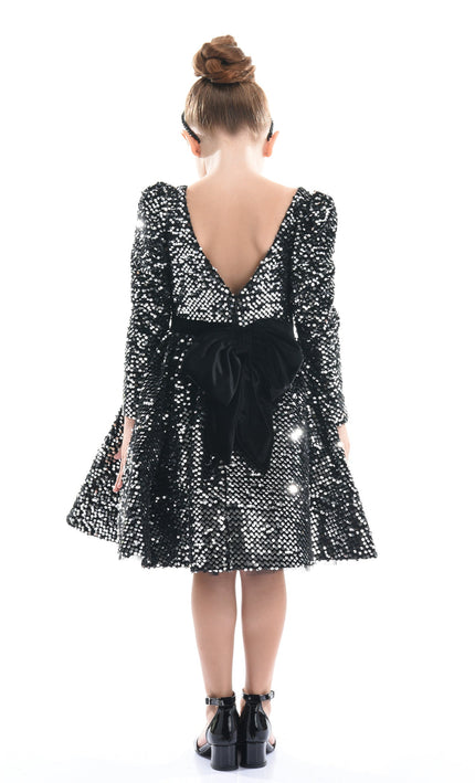 Black Merribrook Sequin Bow Dress