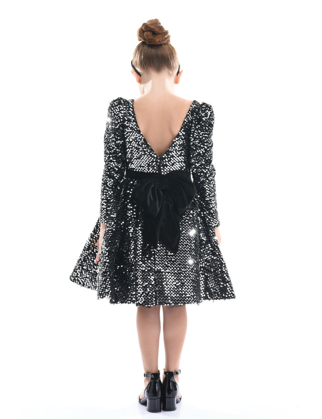 Black Merribrook Sequin Bow Dress