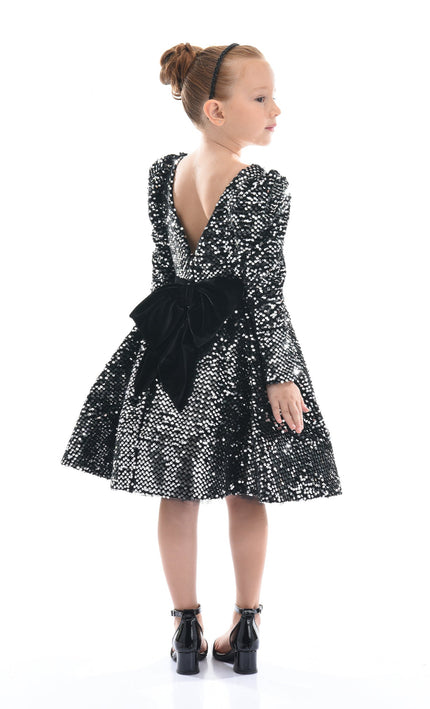 Black Merribrook Sequin Bow Dress