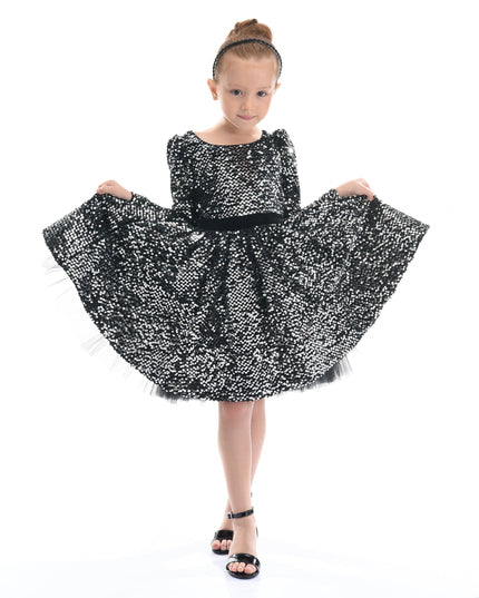 Black Merribrook Sequin Bow Dress