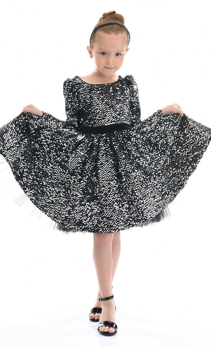 Black Merribrook Sequin Bow Dress