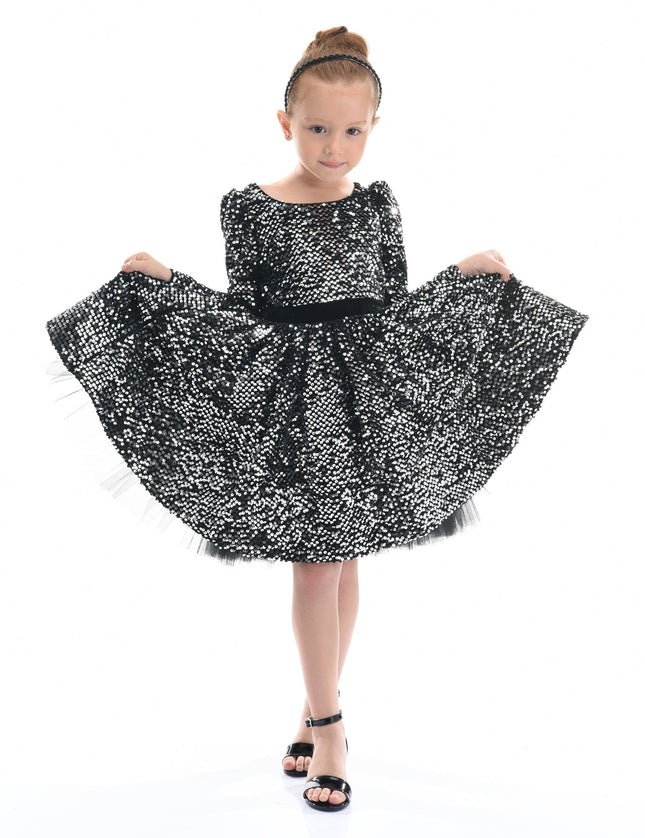 Black Merribrook Sequin Bow Dress