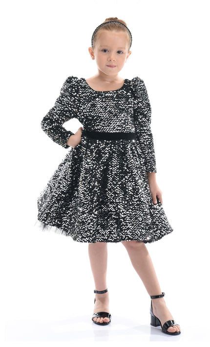 Black Merribrook Sequin Bow Dress