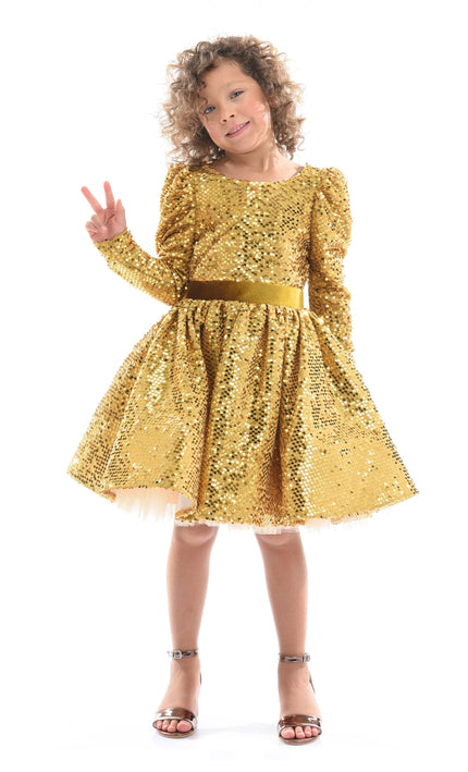 Gold Merribrook Sequin Bow Dress