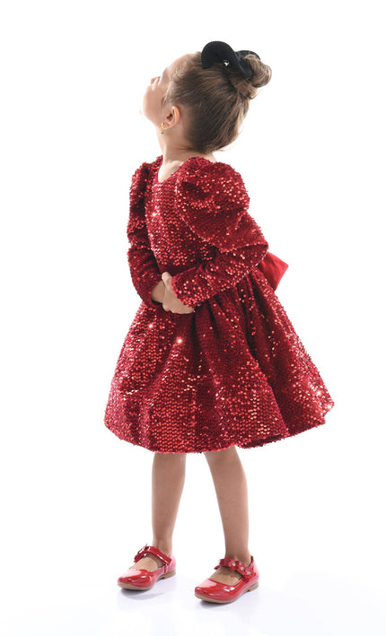 Red Merribrook Sequin Bow Dress