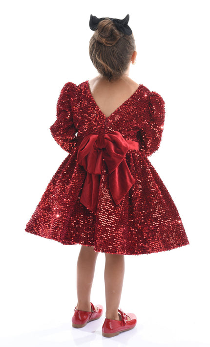 Red Merribrook Sequin Bow Dress