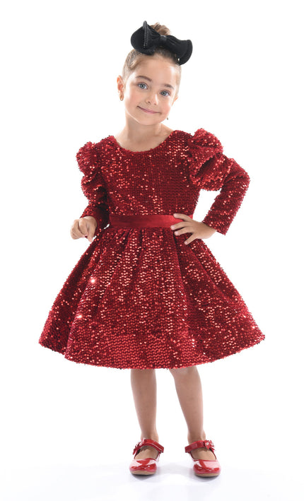 Red Merribrook Sequin Bow Dress
