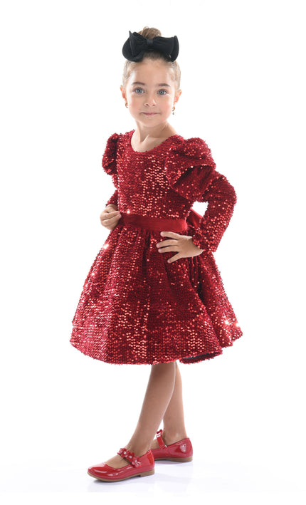 Red Merribrook Sequin Bow Dress