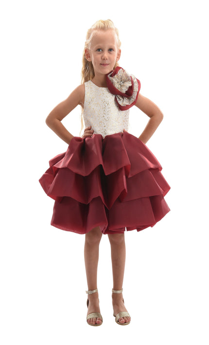 Burgundy Ladera Tiered Ruffle Dress