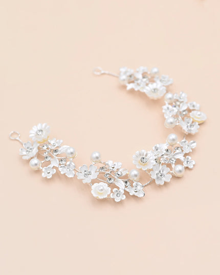 Crystal White Floral Garland Hair Vine