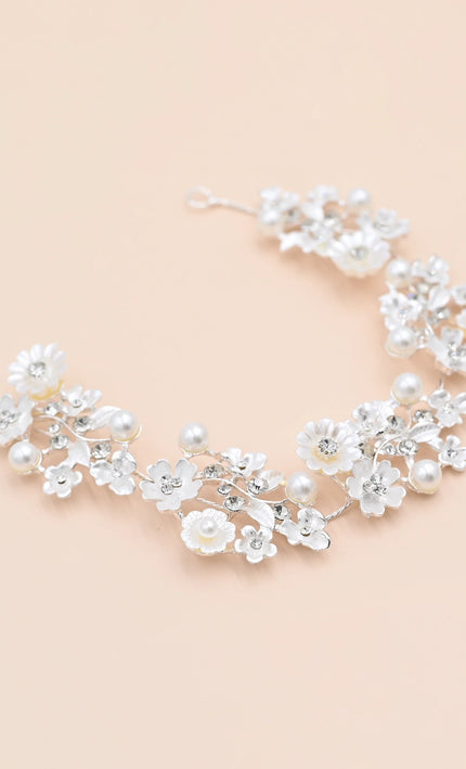 Crystal White Floral Garland Hair Vine