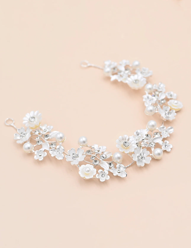 Crystal White Floral Garland Hair Vine