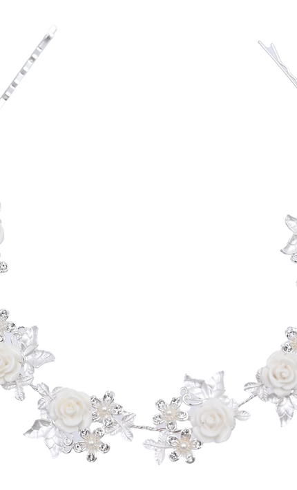 Crystal White Floral Garland Hair Vine
