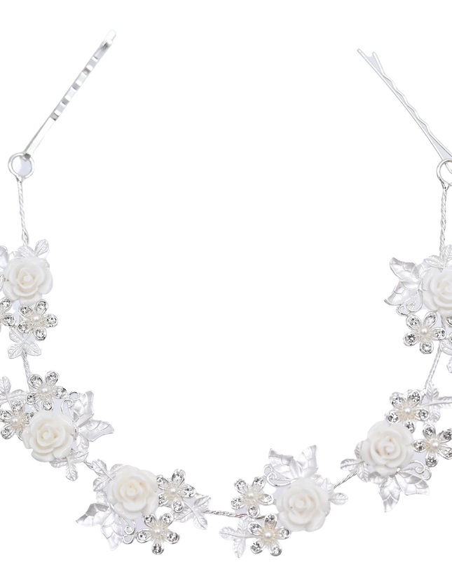 Crystal White Floral Garland Hair Vine