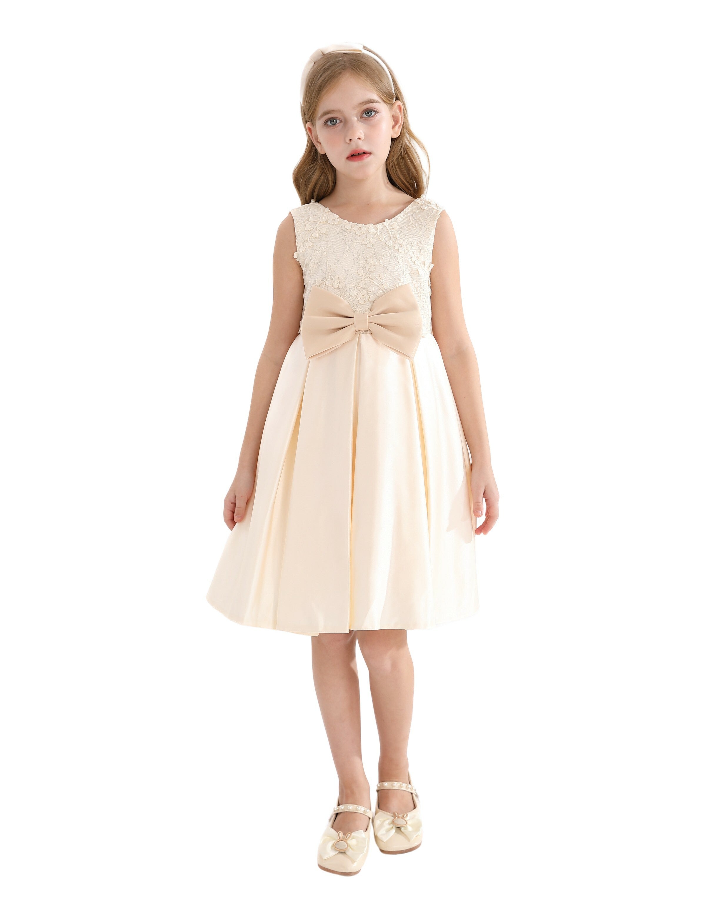 Tulleen Champagne Hampton Double Bow Dress Beige