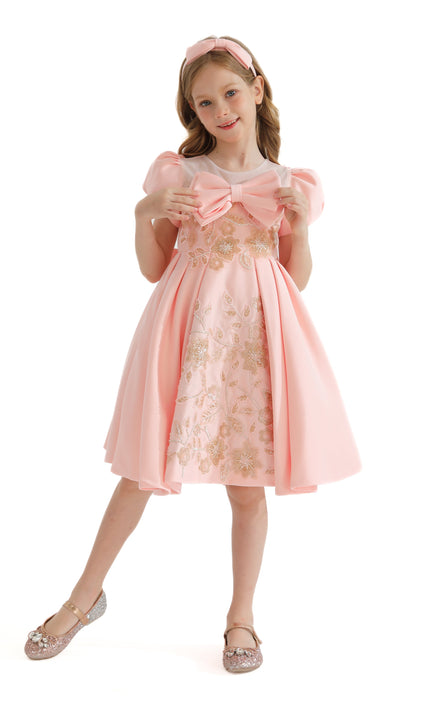 Pink Leona Floral Bow Teacup Dress