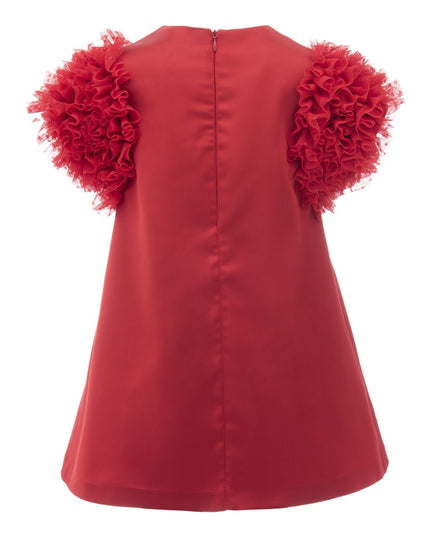 red frill sleeve dress ASOS DESIGN ruffle sleeve high neck midaxi dress in red