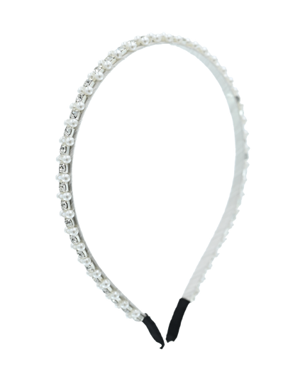 Platinum Rhinestone Embossed Pearl Headband