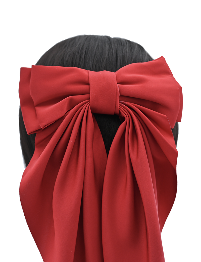 Tulleen-THC25002-Satin Ribbon Flowing Bow Hairclip