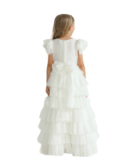 White Layered Tulle Abbyfield Dress