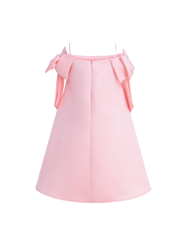 Pink Luneta Off-Shoulder Bow Dress