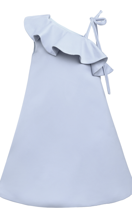 Blue Petulla Off Shoulder Ruffle Dress