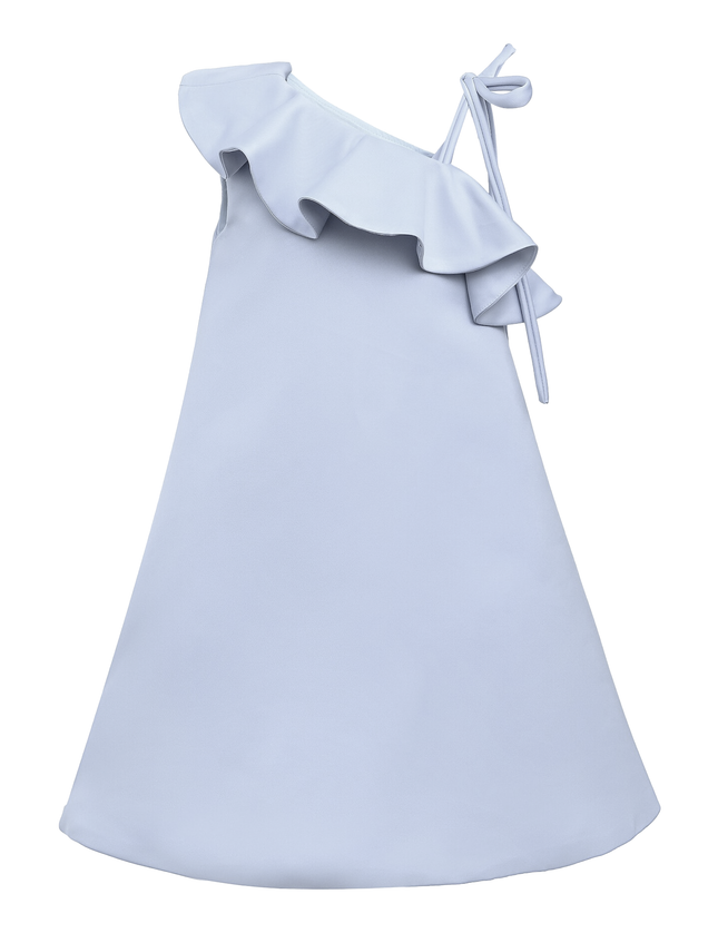 Blue Petulla Off Shoulder Ruffle Dress