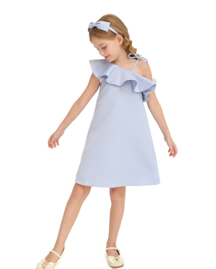 Blue Petulla Off Shoulder Ruffle Dress