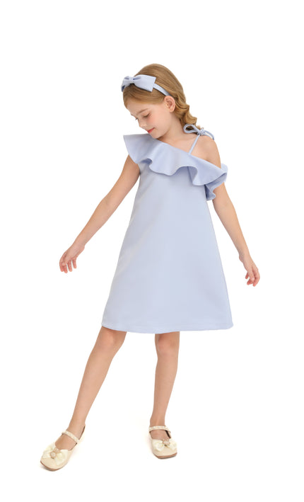 Blue Petulla Off Shoulder Ruffle Dress