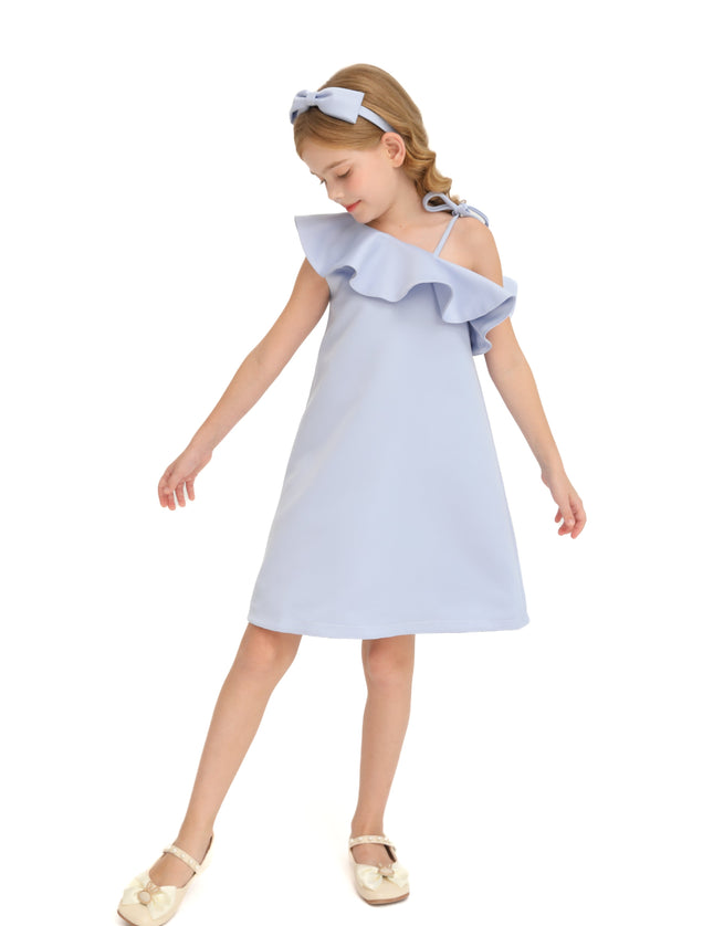 Blue Petulla Off Shoulder Ruffle Dress