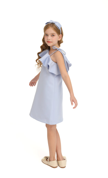 Blue Petulla Off Shoulder Ruffle Dress