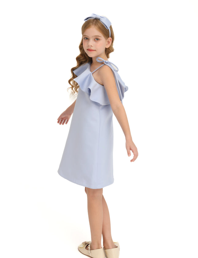 Blue Petulla Off Shoulder Ruffle Dress