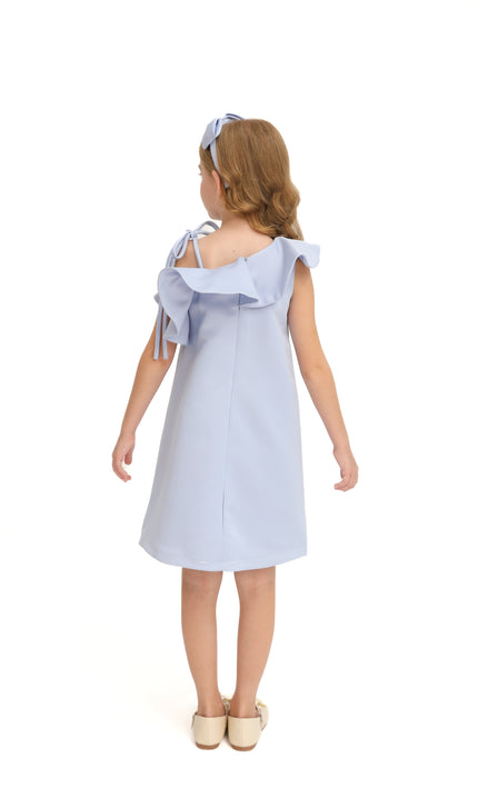 Blue Petulla Off Shoulder Ruffle Dress