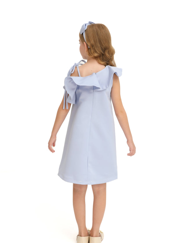 Blue Petulla Off Shoulder Ruffle Dress