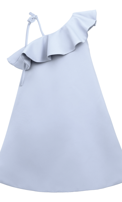 Blue Petulla Off Shoulder Ruffle Dress