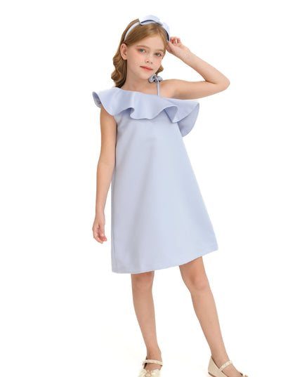 Blue Petulla Off Shoulder Ruffle Dress