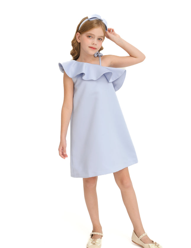 Blue Petulla Off Shoulder Ruffle Dress