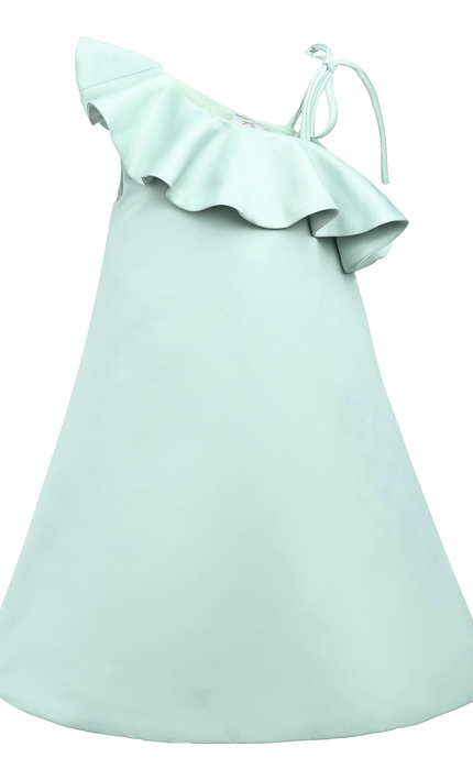 Green Petulla Off Shoulder Ruffle Dress