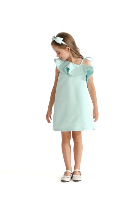 Green Petulla Off Shoulder Ruffle Dress