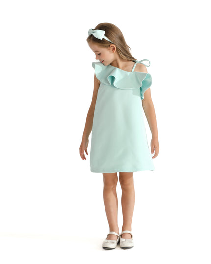 Green Petulla Off Shoulder Ruffle Dress