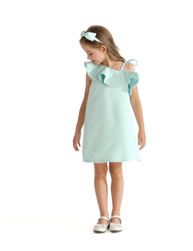 Green Petulla Off Shoulder Ruffle Dress