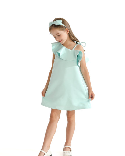 Green Petulla Off Shoulder Ruffle Dress