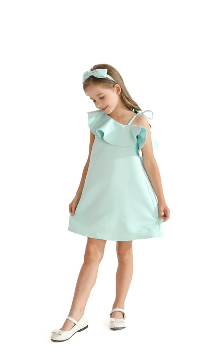 Green Petulla Off Shoulder Ruffle Dress