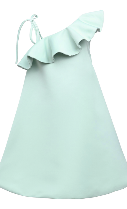 Green Petulla Off Shoulder Ruffle Dress