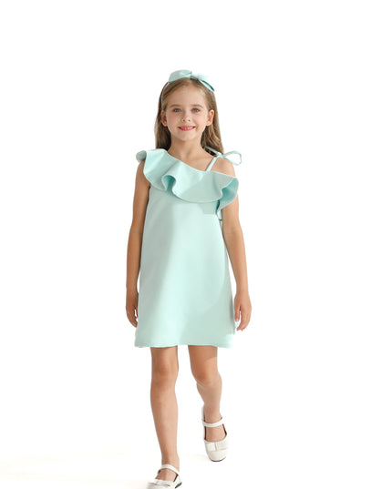 Green Petulla Off Shoulder Ruffle Dress