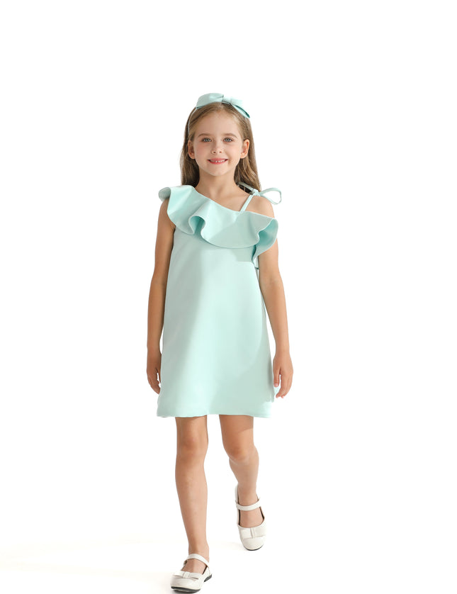 Green Petulla Off Shoulder Ruffle Dress