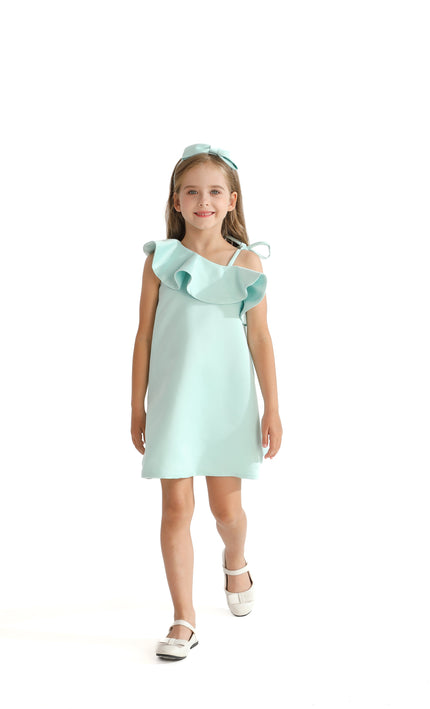 Green Petulla Off Shoulder Ruffle Dress