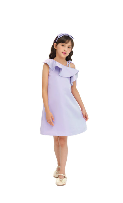 Purple Petulla Off Shoulder Ruffle Dress
